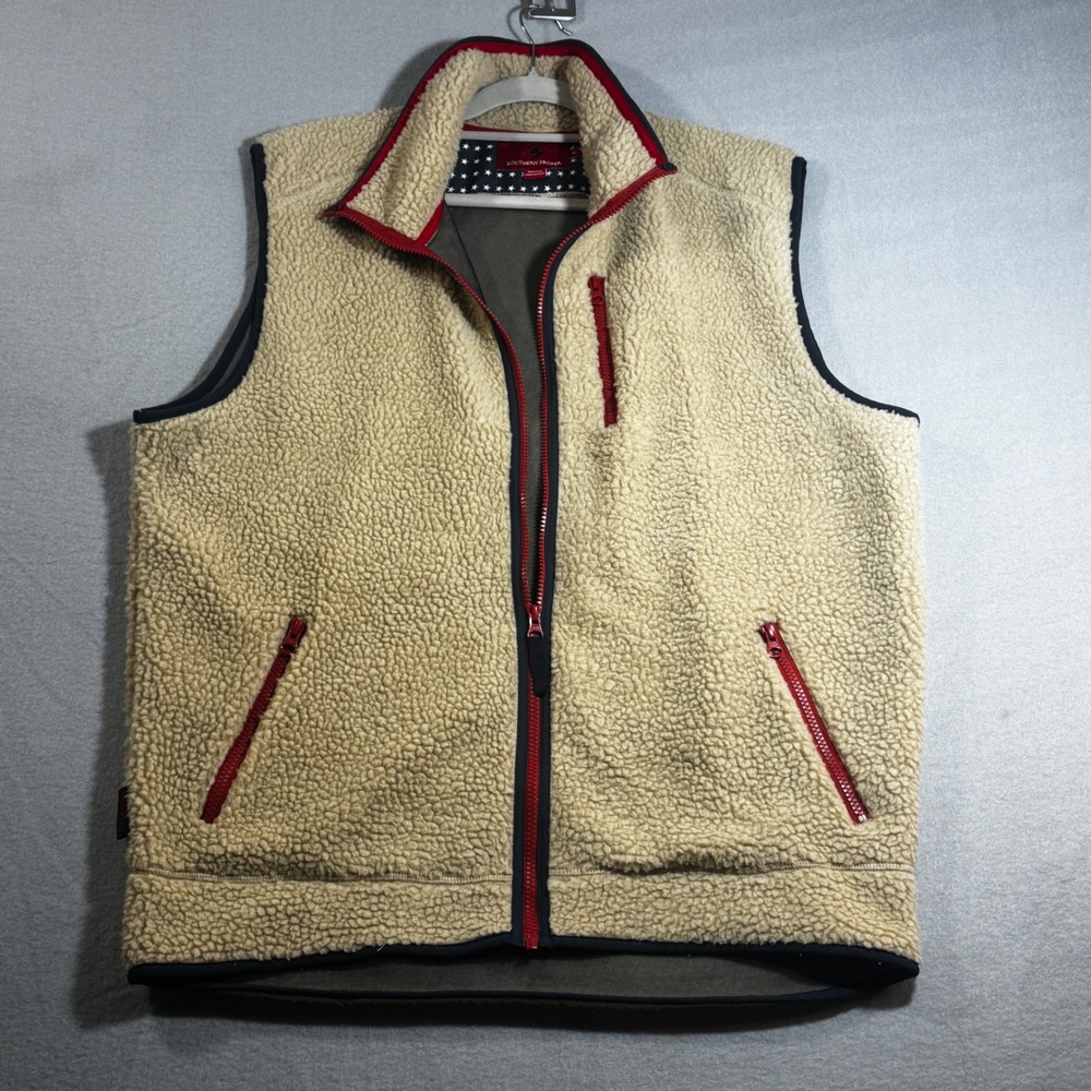Southern Proper Women's Sherpa Fleece‎ Vest XL Cream Tan Red Navy Blue Full Zip